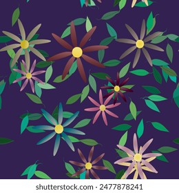 Vector de flores, naturaleza de fondos, primavera de flores, textura sin costuras, patrón de flores, patrón de ornamento, silueta de hoja, fondo abstracto, diseño de Vector, diseño floral, Formas de Vector