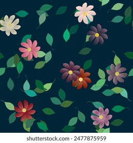 Vector de flores, naturaleza de fondos, patrón de adorno, hoja sin costuras, fondo de pétalos, Formas de Vector, flores aisladas, Vector abstracto, diseño de fondo, silueta de hoja, fondo floral