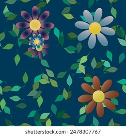 Vector de flores, naturaleza de fondos, textura sin costuras, patrón de flores, fondo de flores, Vector de hojas, patrón sin costuras florales, patrón de fondo, patrón de Vector, Vector abstracto