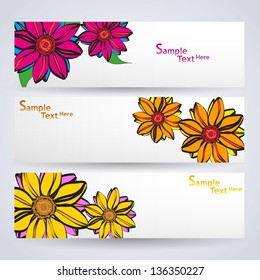 Flower vector banner template. Nature layouts