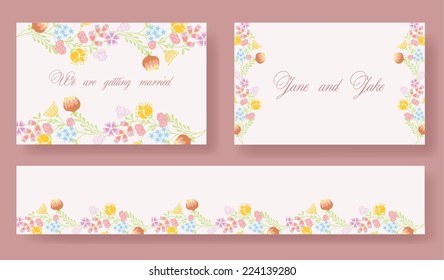 Flower vector banners for wedding invitation cards with floral template elements of design 