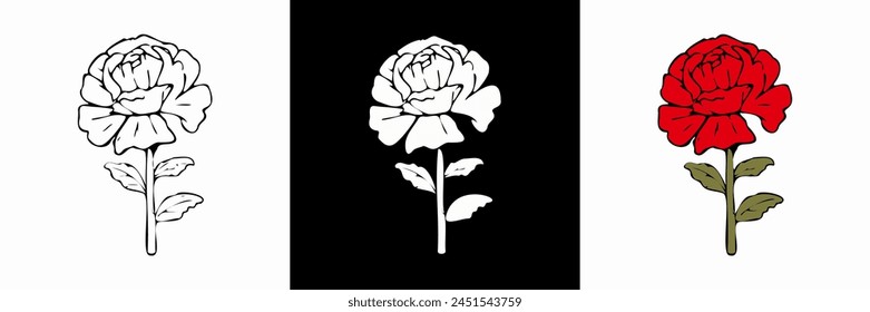 Flower vector, beautiful botanical illustration. Decorative floral silhouette.
