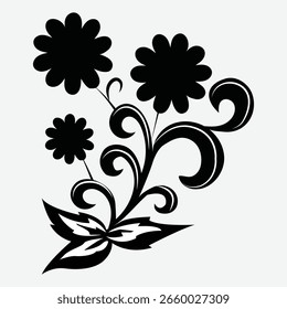 Flower Vector Black And White