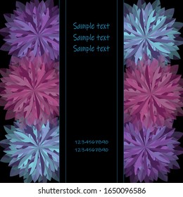 Flower, vector. Blue, pink colors. Greeting card, business card or invitation.