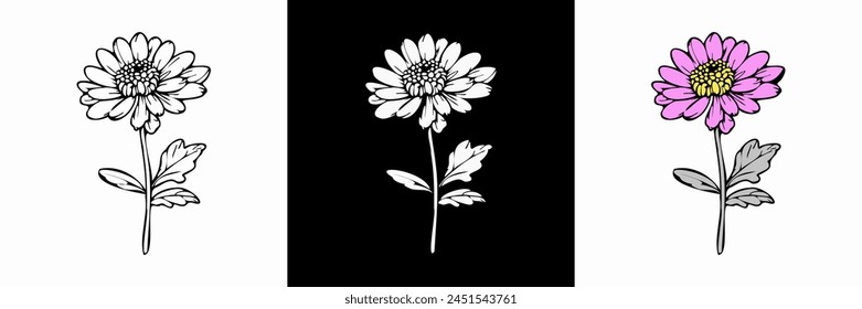 Flower vector botanical illustration floral silhouette.