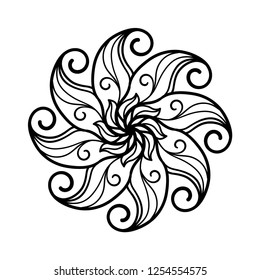 flower, vector, circle, decorative, contour, design element, mandala, curl