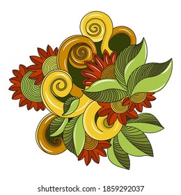 flower vector color image on a dark background. Bright flower arrangement