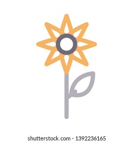 flower vector color line icon