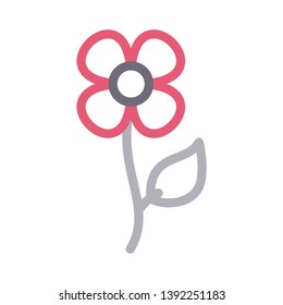 flower vector color line icon