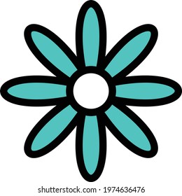 flower vector color line icon