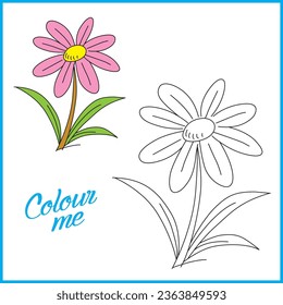 Libro de coloración de vectores de flores para niños