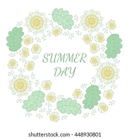 Flower vector cute frame. Photo frame with cute abstract flowers.