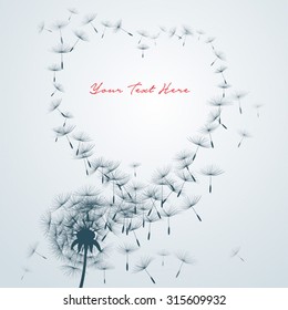 flower vector Dandelion on a wind loses the integrity forming love