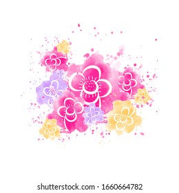 flower vector decoration template. For printing on covers, in books, notebooks, bags, invitations, cards, frame for text 
