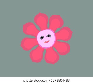 Flower vector design with cartoon characters.