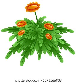 flower vector design illustration with green leaves. grass and flowering shrubs plant vector design. flower bush and grass icon