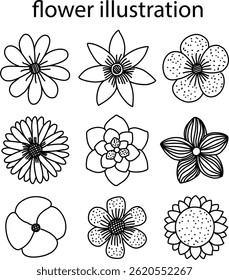flor Vetor Design Ilustração Conjunto de Linhas Arte