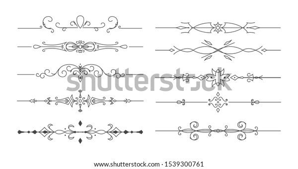 Flower vector dividers. Set of simple\
decorative page dividers and design elements.\
