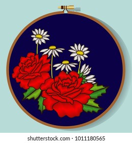 Flower vector with embroidery style