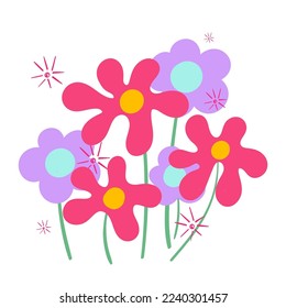 Flower vector. Falling green leaves. Vector illustration.