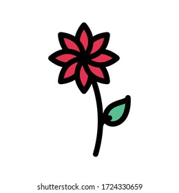 flower vector flat color icon 