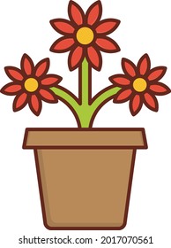 flower vector flat color icon