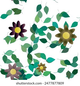 Vector de flores, diseño floral, patrón de hojas, adornos Vector, fondos de Vector, resorte de flores, textura de hoja, hoja aislada, hoja sin costuras, fondo de pétalos, acuarela de flores