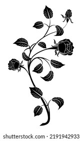 flower vector, floral ornament vector, isolated illustration abstract pattern on white background, tattoo tribal vector design, simple logo on white background