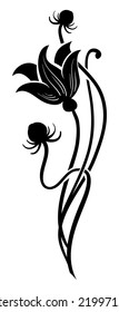 flower vector, floral ornament vector, silhouette vector, isolated illustration abstract pattern on white background
