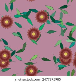 Vector de flores, ramo de flores, patrón de fondo, flores de primavera, patrones florales, diseño de patrones, patrones sin fisuras, fondo abstracto, Fondo de pantalla sin fisuras, fondo de hojas