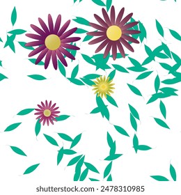 Vector de flores, flores aisladas, patrón de fondo, diseño floral, fondos de la naturaleza, Vector de hojas, patrón de pétalos, Vector abstracto, hoja sin costuras, patrón de ornamento, ramo de flores