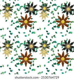 Vetor de flores, padrões de flores, fundo de flores, textura de folhas, verão de fundo, buquê de flores, papel de parede sem costura, padrão floral sem costura, fundos natureza, design de padrão