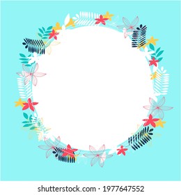 Flower vector frame banner with bird and colorful flowers. Vector Illustration for wedding invitation, greeting card and decorative elements with place for your text