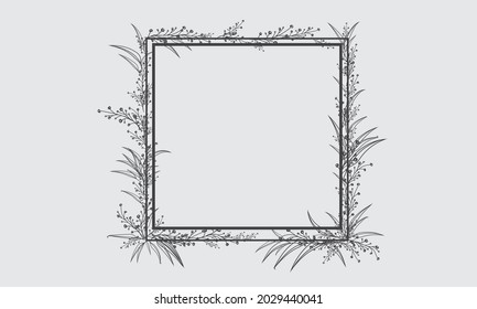 Flower vector frame square Floral wreaths for weddings and holidays gray background decorative elements for design