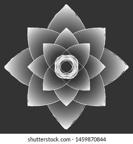 flower vector graded white and gray with white line art
