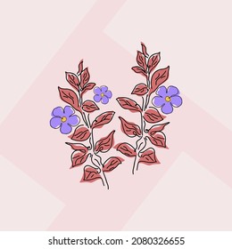 Vector de flores en estilo dibujado a mano.Diseño de ilustración.