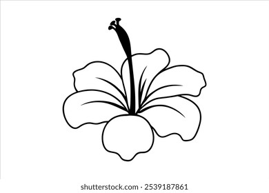 flower vector, hibiscus line art simple flower vector icon art illustration, coloring book page
