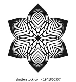 Flower vector icon. Blossom symbol. Flora leaf sign. Abstract geometric ornament pattern. Decorative and mandala bloom logo. Isolated on white background. 