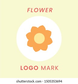 Flower vector icon illustration. Cute orange floral logo mark.