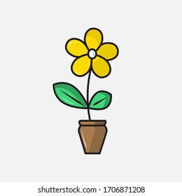 Flower Vector Icon Illustration. Flower Flat Cartoon Style Suitable for Sticker and Book Cover. Simple Design, Simple color.