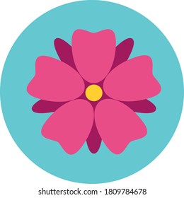 Flower vector icon. Flower vector illustration. Isolated on blue background.