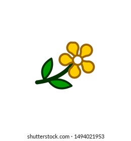 Flower Vector Icon. Isolated Blossom Yellow Flower Emoji, Emoticon, Illustration