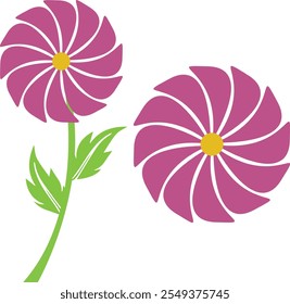 florales Vektorsymbol, Blume einzeln auf weißem Hintergrund