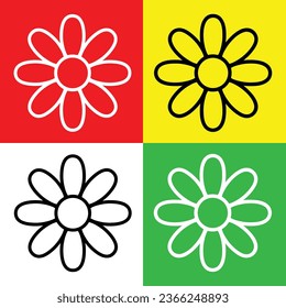 Flower Vector Icon, Lineal style icon, from Agriculture icons collection, isolated on Red, Yellow, White and Green Background.
