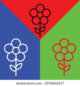 Flower Vector Icon, Lineal style icon, from Agriculture icons collection, isolated on Red, Blue and Green Background.