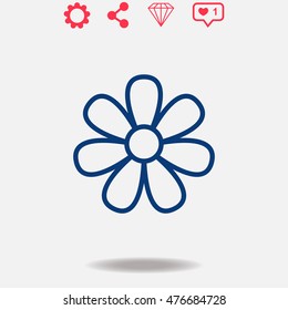 Flower vector icon on grey background.