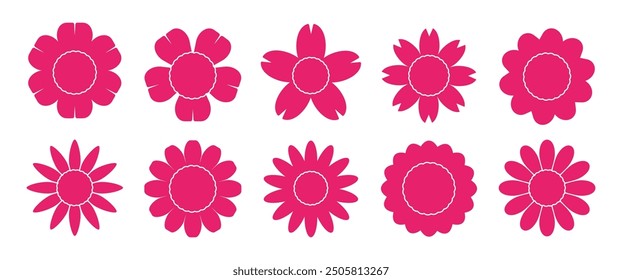 Conjunto de iconos de Vector de flores, floral, Naturaleza, flor Elementos gráficos para la decoración, símbolo de la planta, ilustración rosa, stock de Vector (Editable)