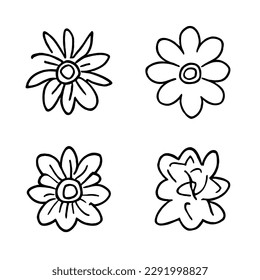 Icono del vector de flor establecido en Archivos EPS de planos de línea mínima