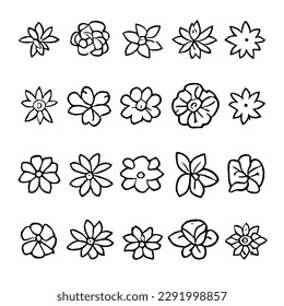 Icono del vector de flor establecido en Archivos EPS de planos de línea mínima