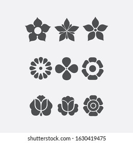 Flower vector icon set, plant sign, sun flower, rose, flora, nature, vector illustration.
